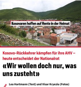 Të kthyerit në Kosovë luftojnë për pensionet në Atdhe - Sot vendos parlamenti i Zvicrës / "Ne duam vetüem atë që na takon"